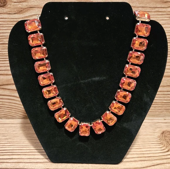 Elegant Orange Gemstone Necklace Choker Collar - Picture 2 of 7
